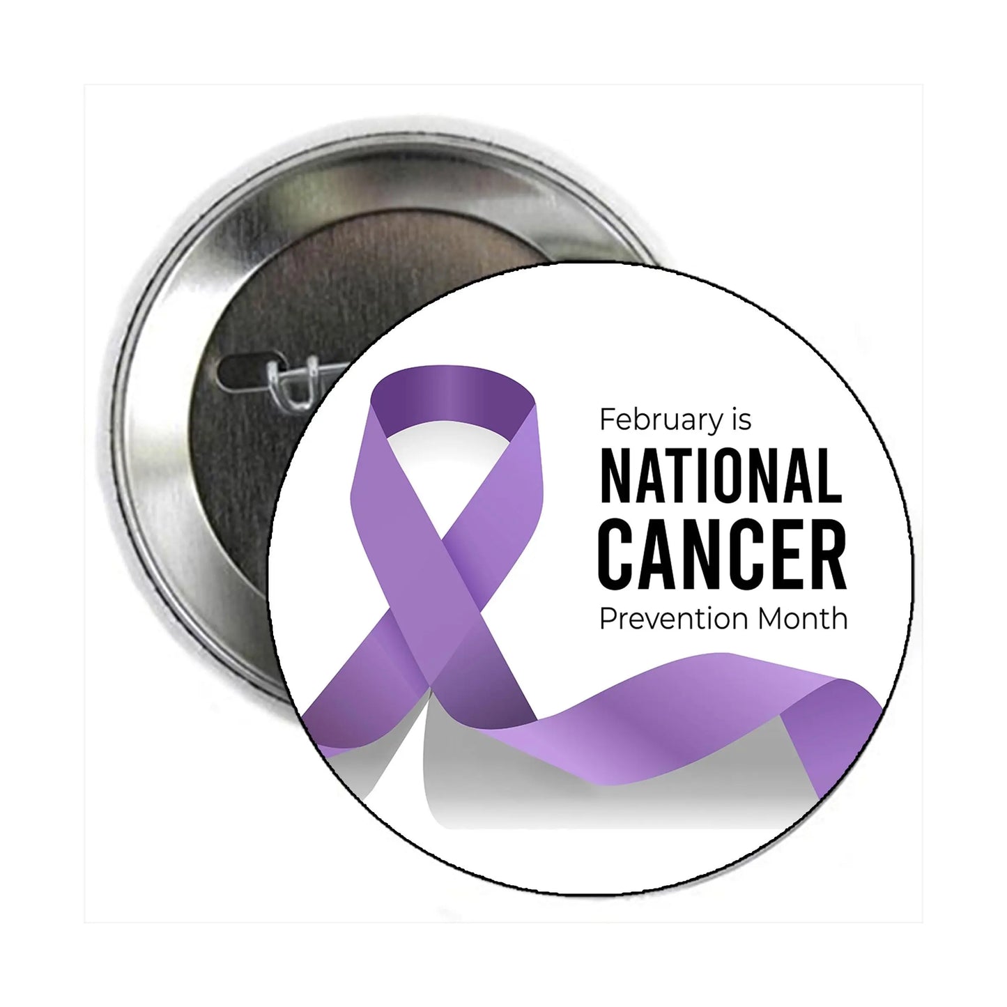 2.25-inch February is National Cancer Prevention Month Pinback Pin Default Title