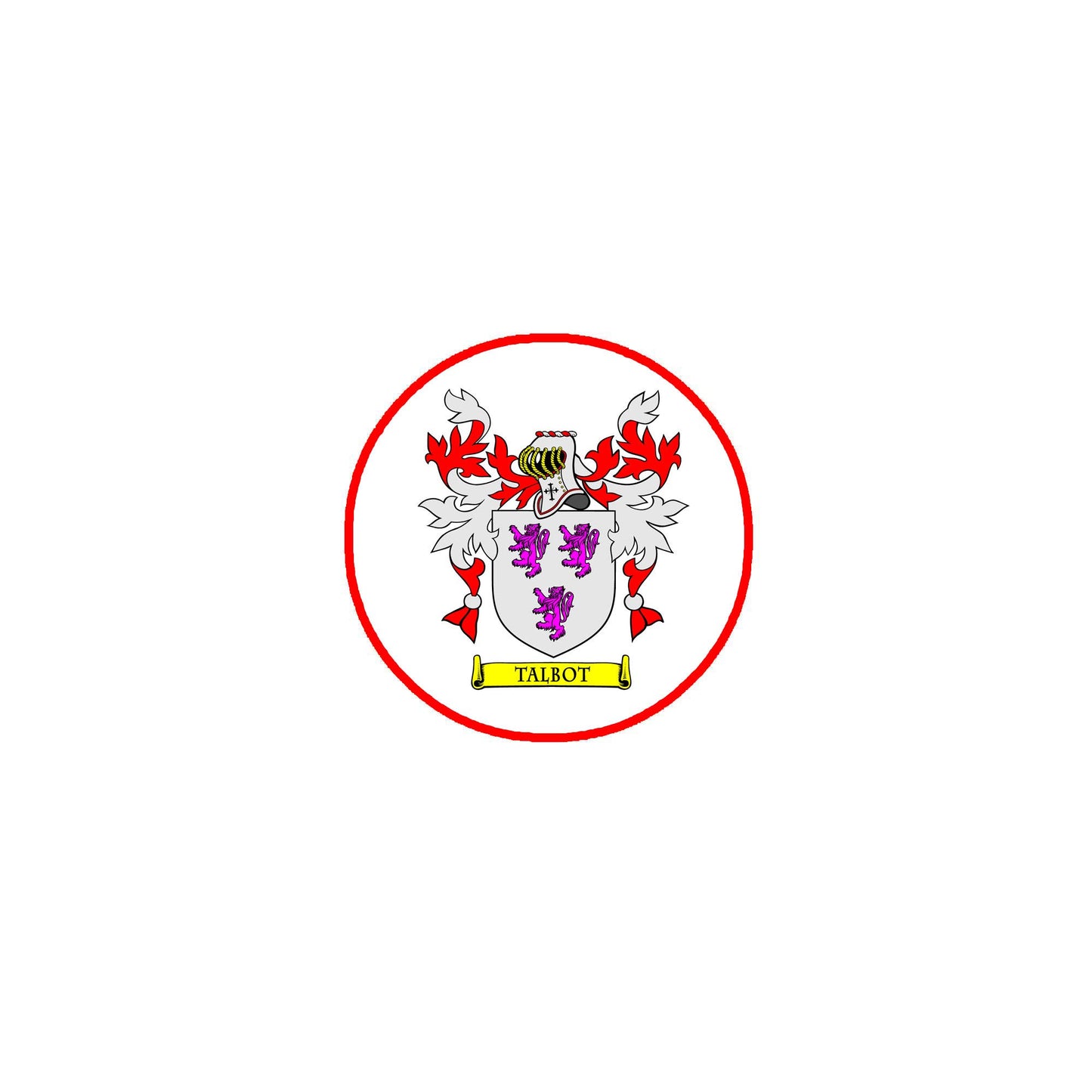 Talbot Family Crest 3" Coat of Arms Fridge Round Pinback