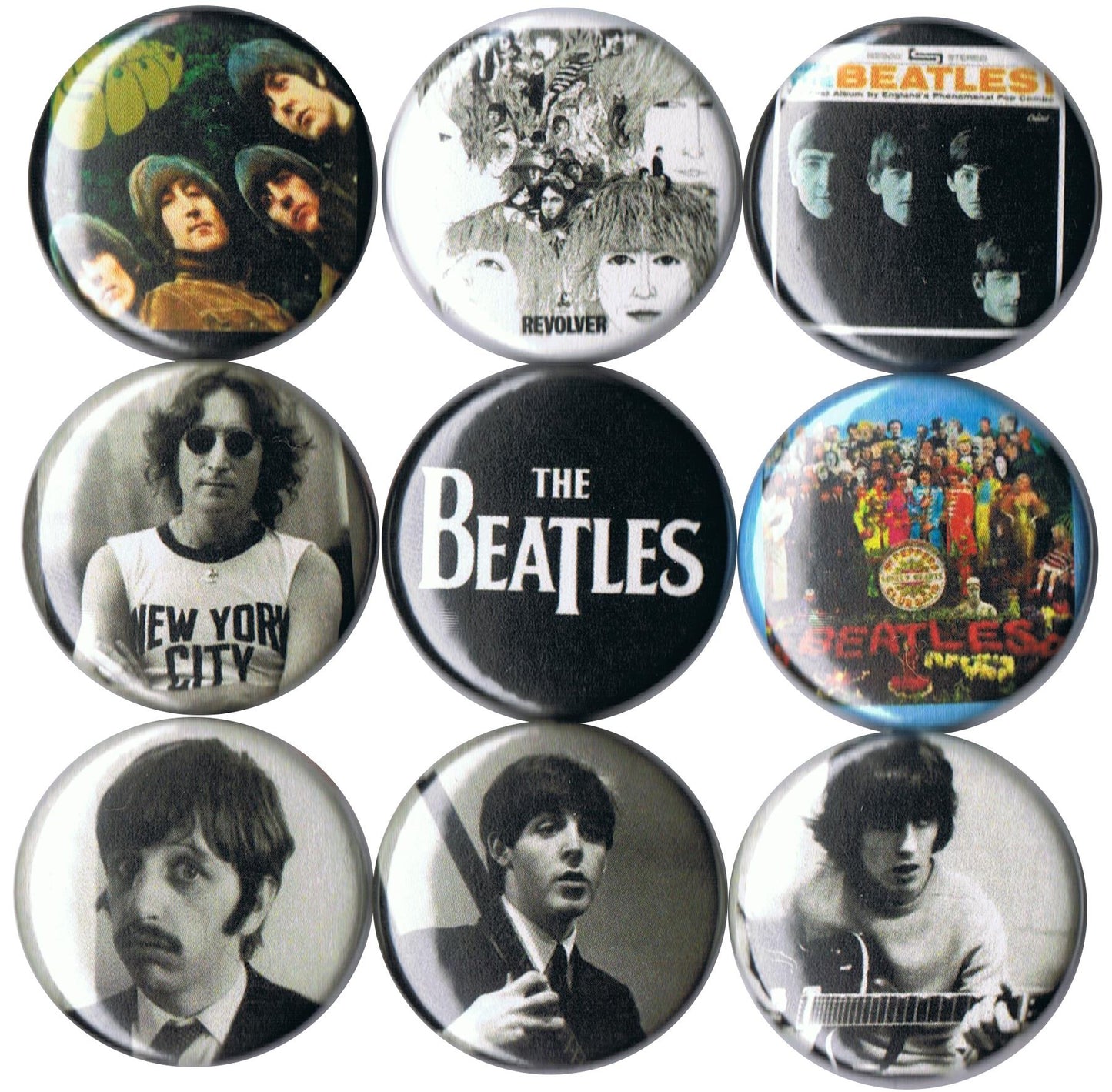 Set of 9 Beatles 1 pins buttons badges Default Title