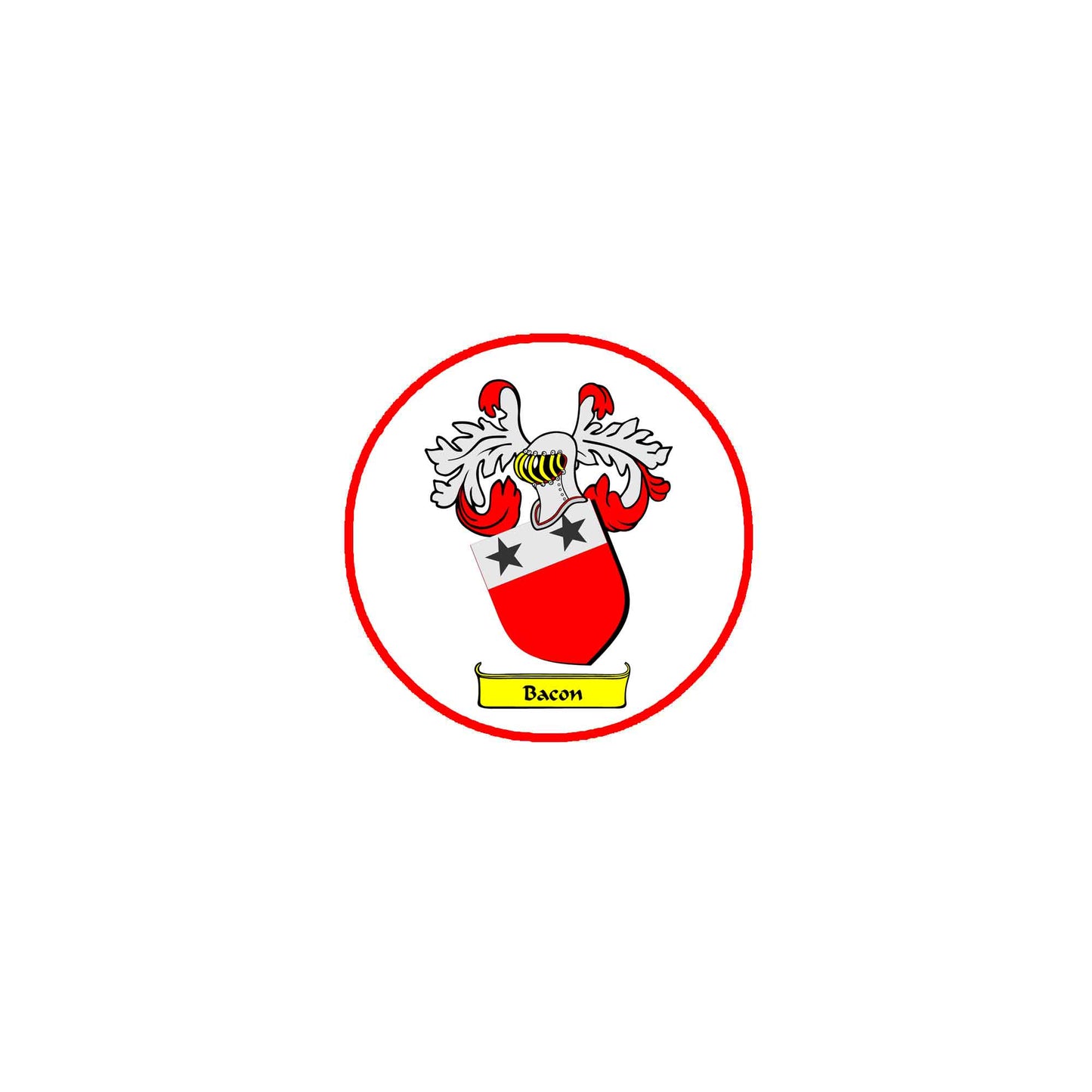 Bacon 1 Family Crest 3" Coat of Arms Round Magnet