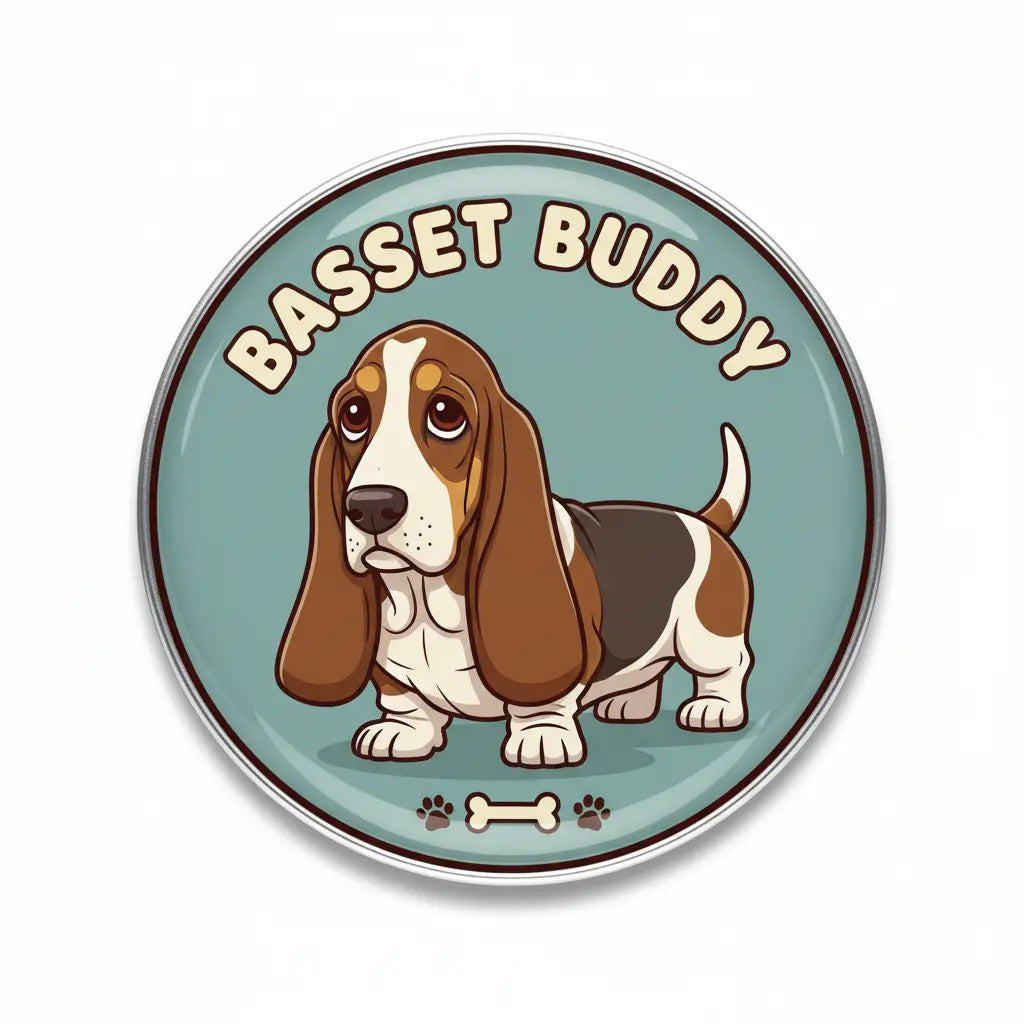 Basset Hound Dog Pinback 2.25-inch