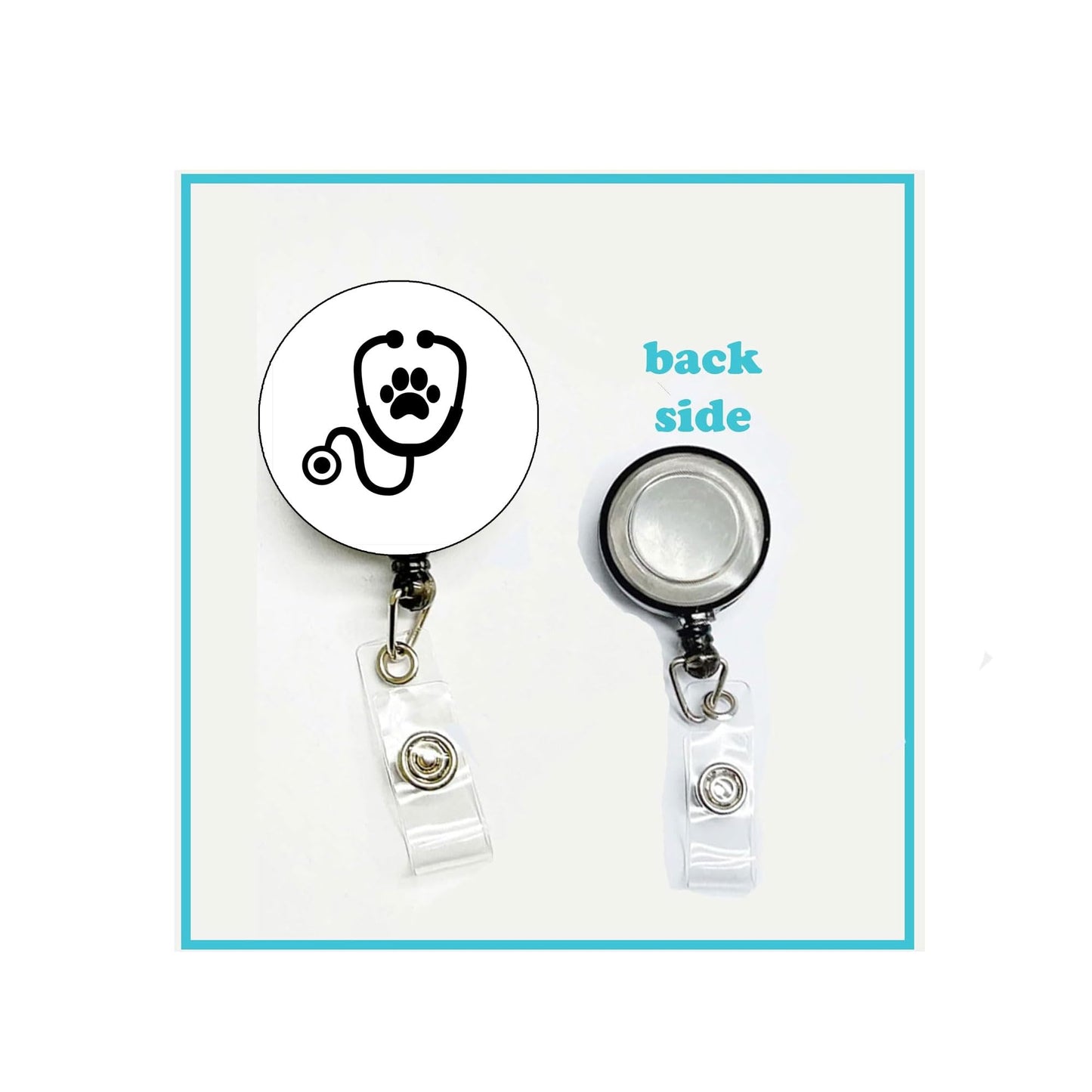 Veterinarian Symbol Badge Reels Cute Felt Retractable Badge Reels Themed Badge Holders Gift for Nurses Doctors ID Badges Name Cards Lanyards Holidays 1.45"