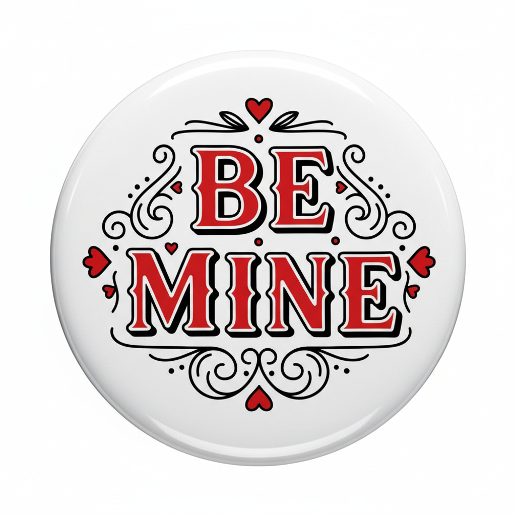 Be Mine Tattoo Style Font Pinback 2.25-inch