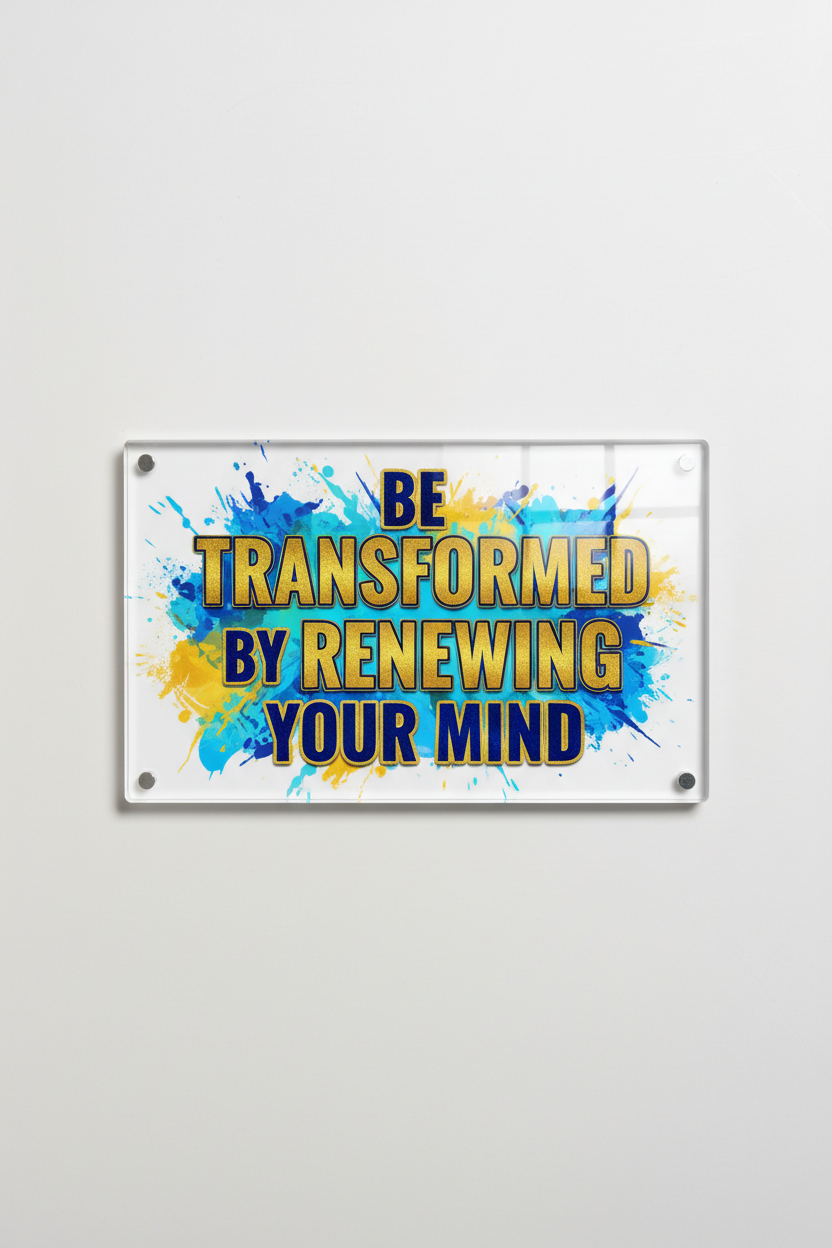 Be transformed by renewing your mind Acrylic Fridge Magnetic 3-inch x 4-inch