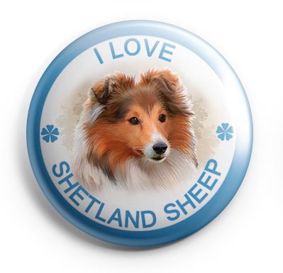 Shetland Sheep Pinback Buttons Badges (I Love Dogs Series) Size 1.25-inch Buttons Default Title