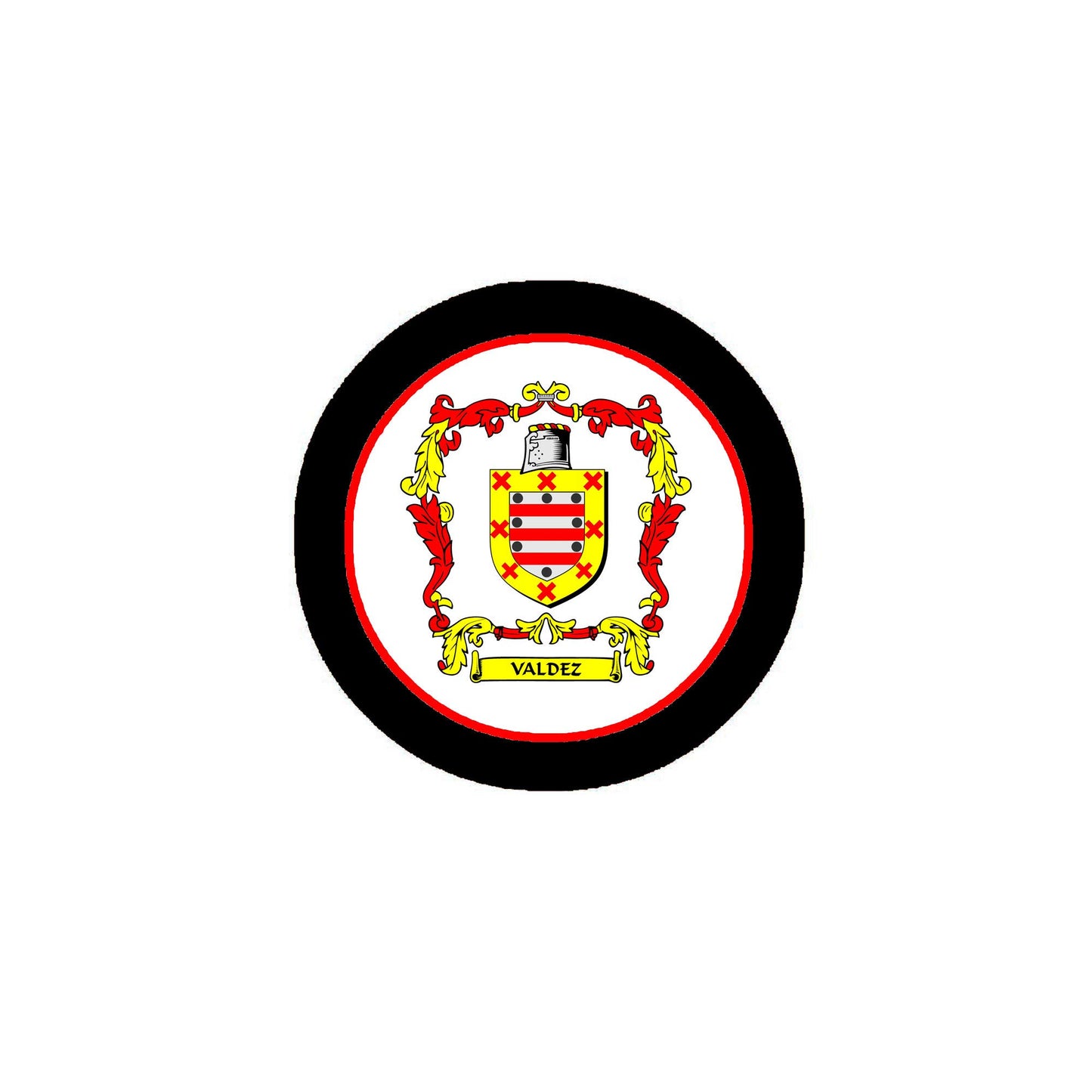 Valdez Family Crest 3" Coat of Arms Fridge Round Magnet