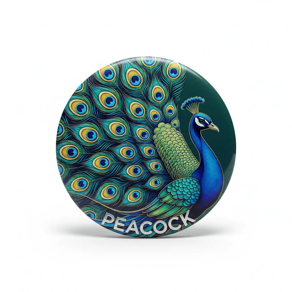 Beautiful Peacock Pinback 2.25-inch