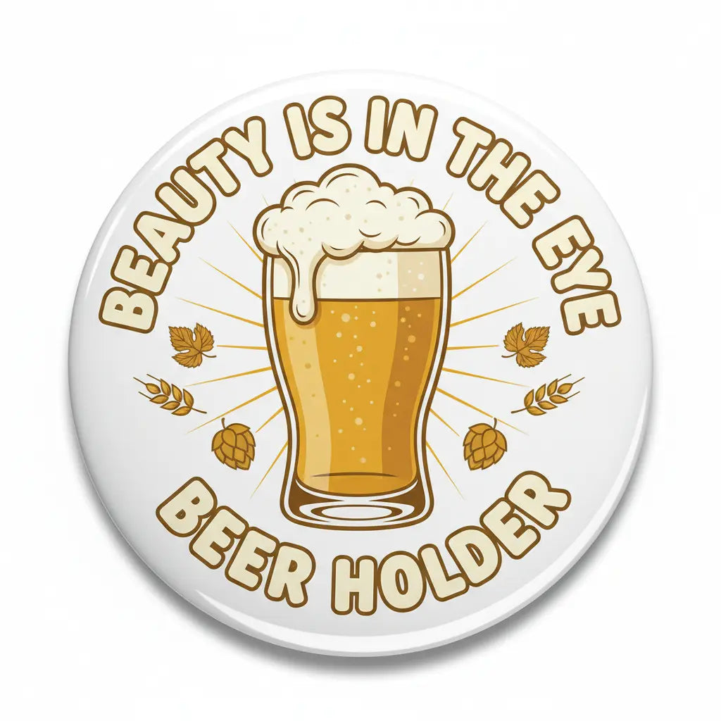 Beauty is in the eye of the beer holder Pinback 2.25-inch