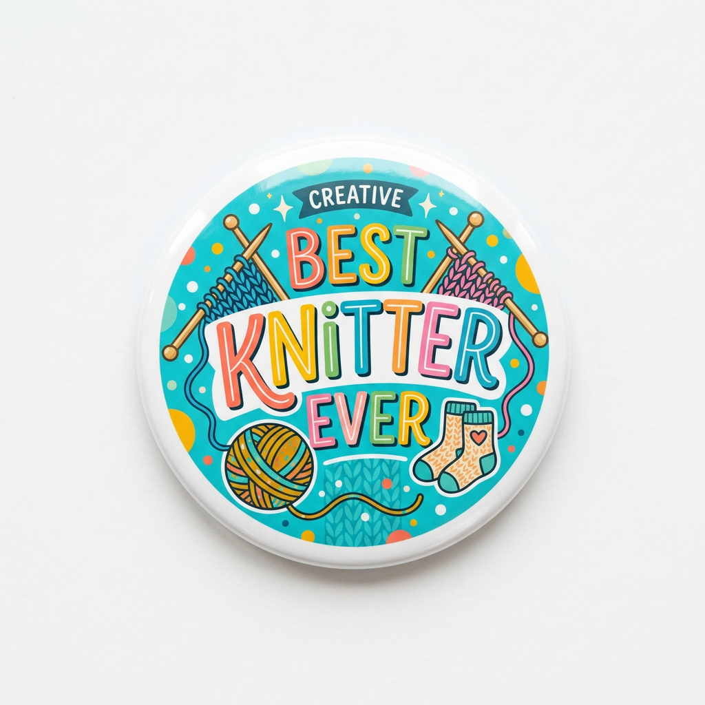 Best Knitter Ever Pin Button 2.25-inch