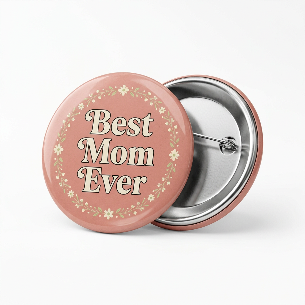Best Mom Ever Classic Simple Photo Pin Button 2.25-inch