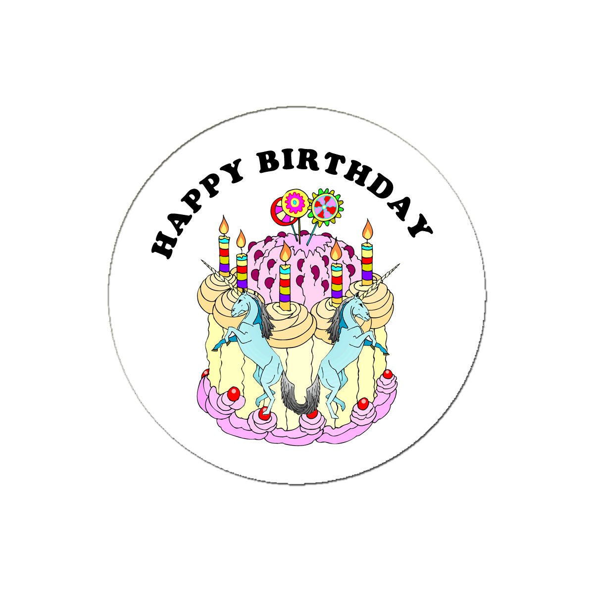 Cute Rainbow Unicorn Pinback Button Pin 1.25-inch Default Title