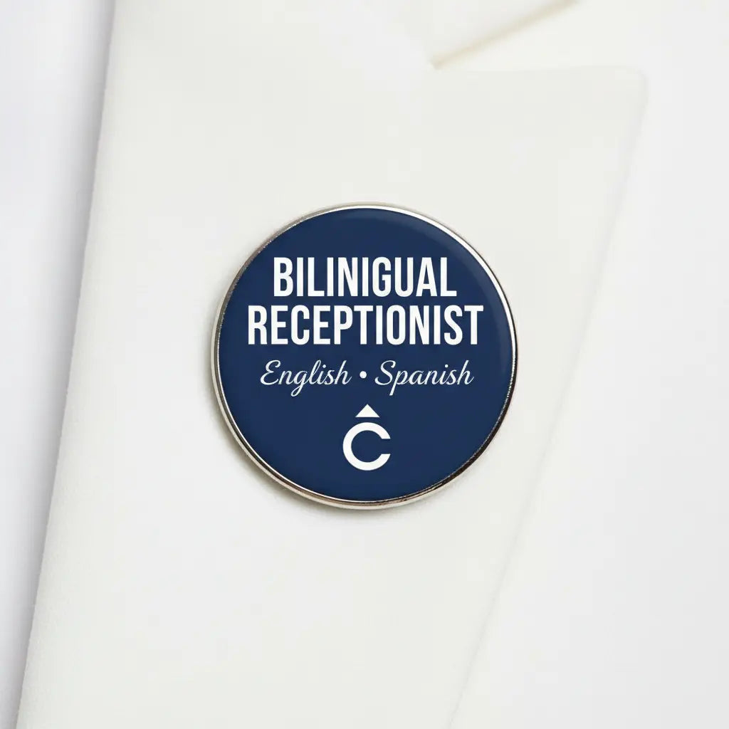 Bilingual Receptionist (English-Spanish) Pinback 2.25-inch