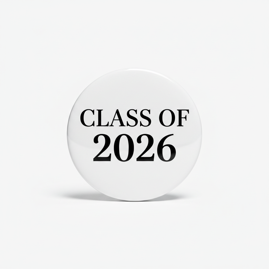 Black and White Class of 2026 Pinback 2.25-inch