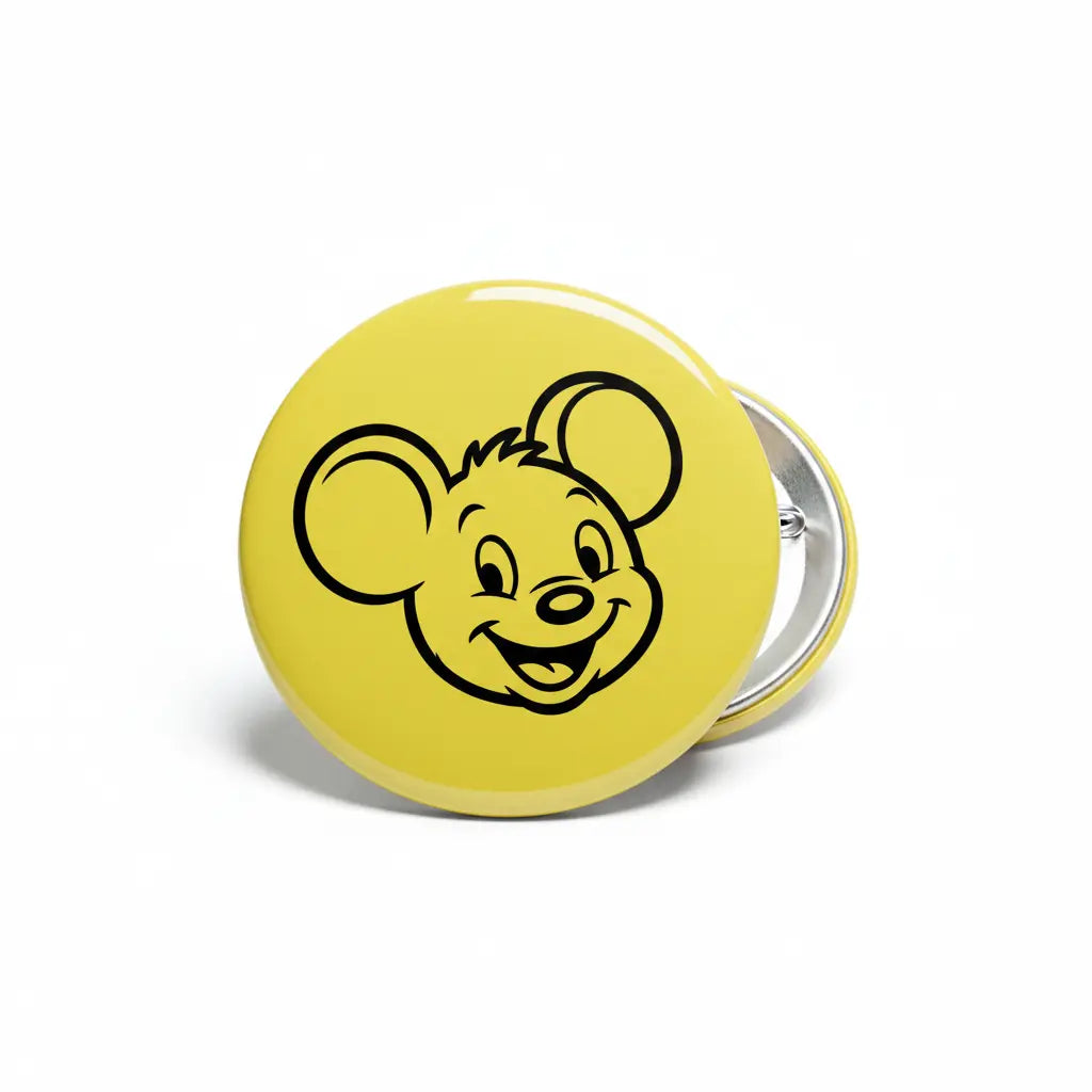 Black Cartoon Mouse Pinback 2.25-inch