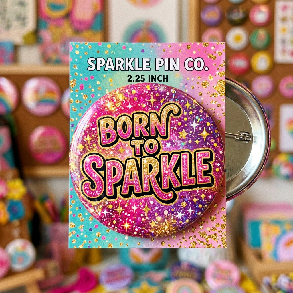 Born To Sparkle Pin Button 2.25-inch