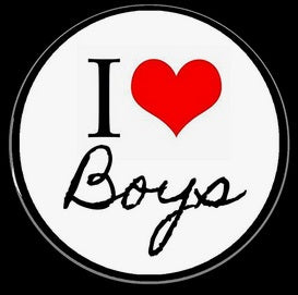 Lot de 12 pinbacks I Love Boys 1,25"