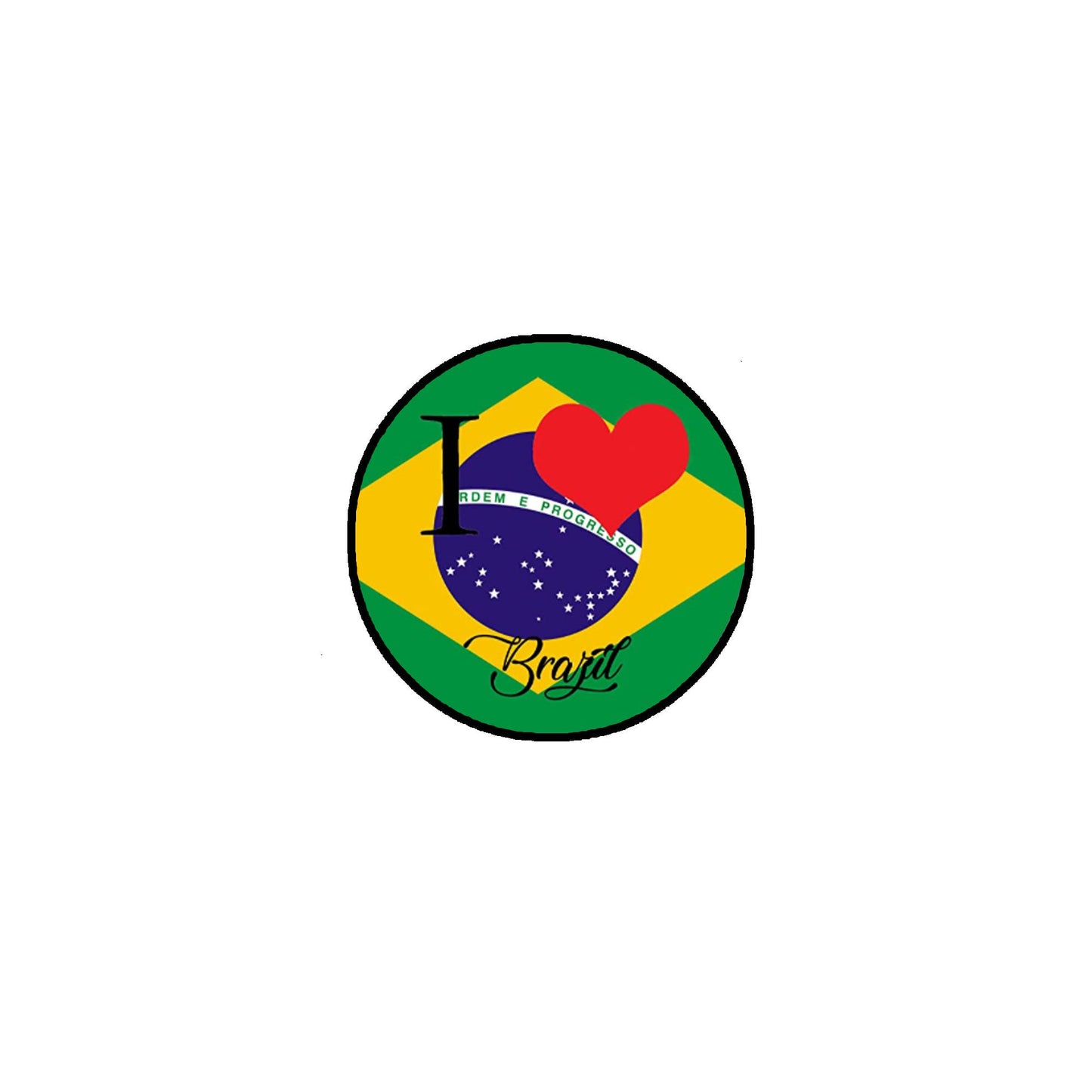 I Love Brazil Pinback 3" Large
