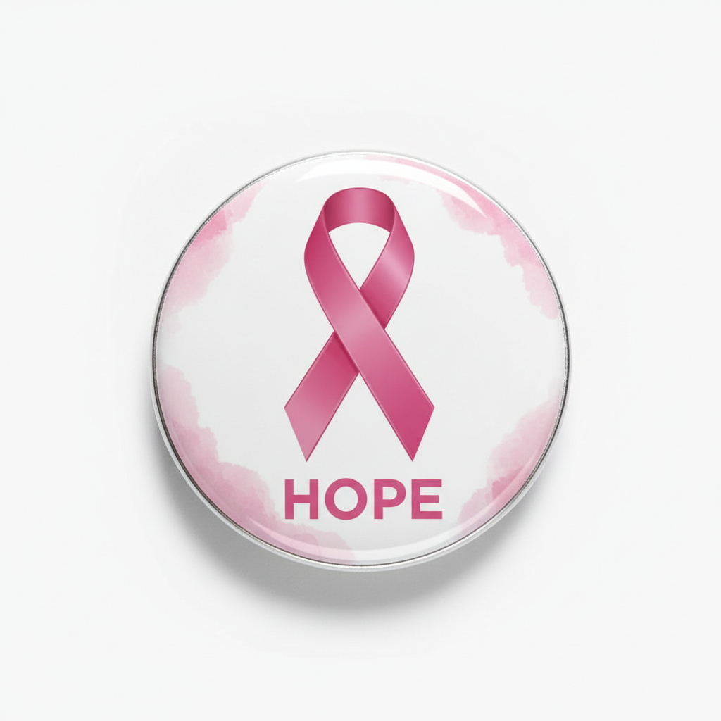 Breast Cancer Awareness Ribbon Custom Text or Name Pinback 2.25-inch