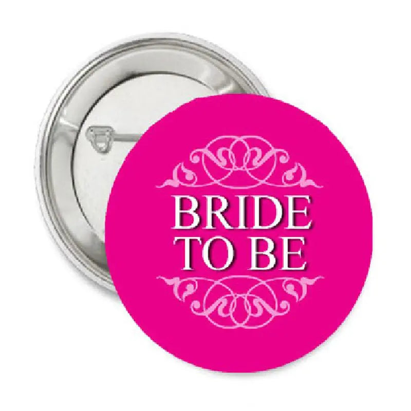 fuchsia Bride to Be crown pinback badge