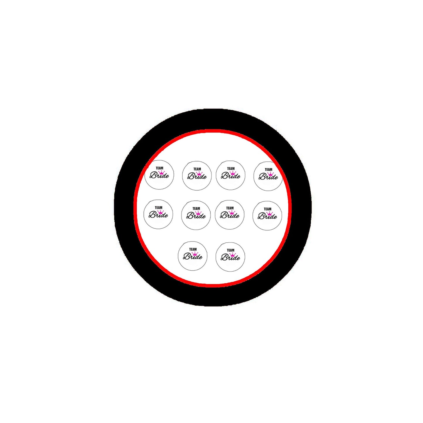 Pinback Team Bride Bachelorette 1,25" 10 pièces Blanc