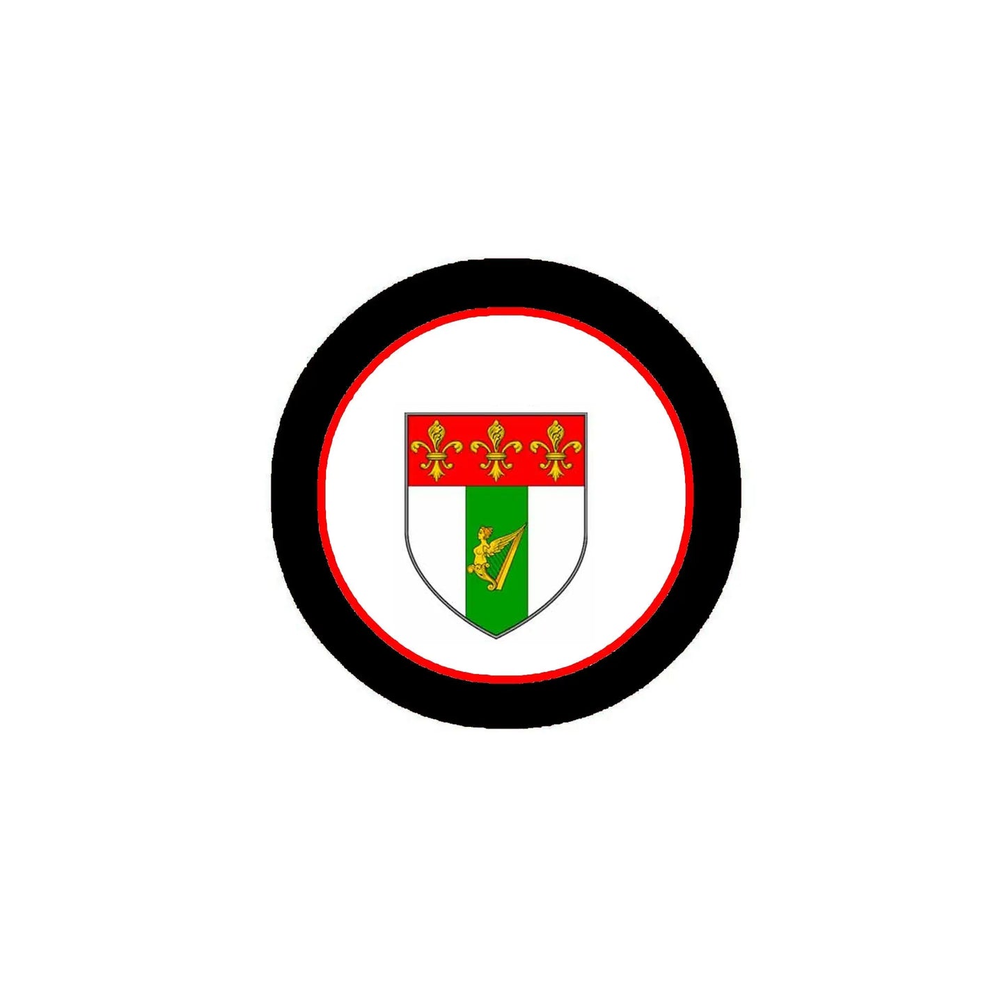 Round coat of arms crest magnet with shield and crown in red, white, and green
