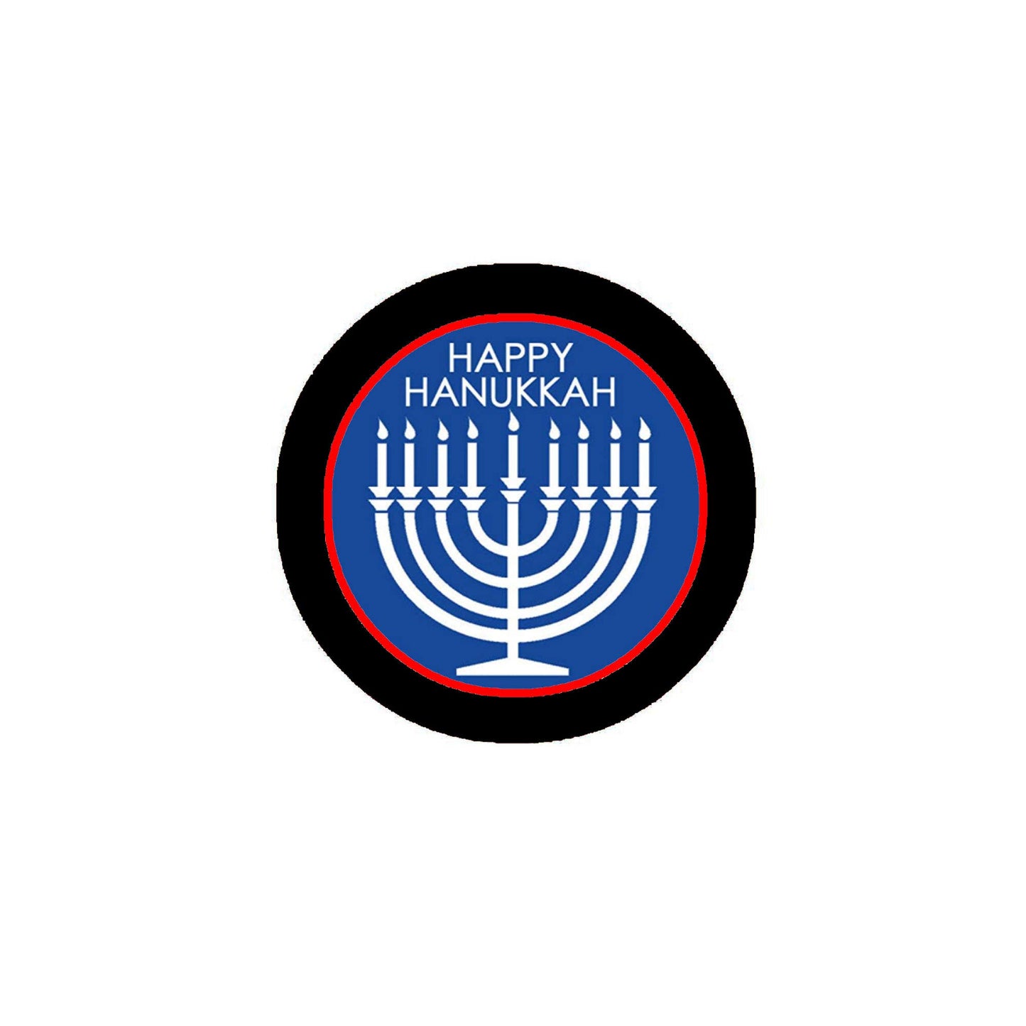 Happy Hanukkah Jewish Celebration Pinback Badge 2.25-inch Blue Default Title