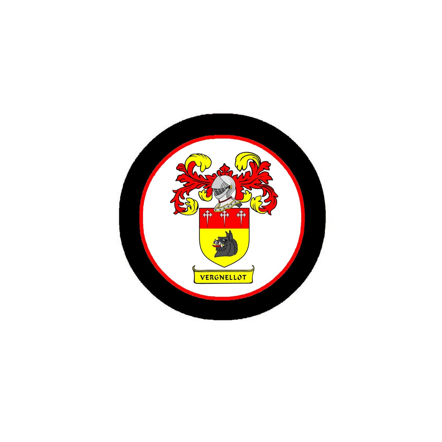 Vergnellot Family Crest 3" Coat of Arms Round Pinback Badge Brooch Pin Back