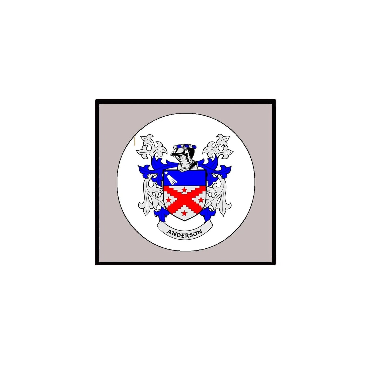 3-inch family crest coat of arms magnet with blue and red shield in a round emblem