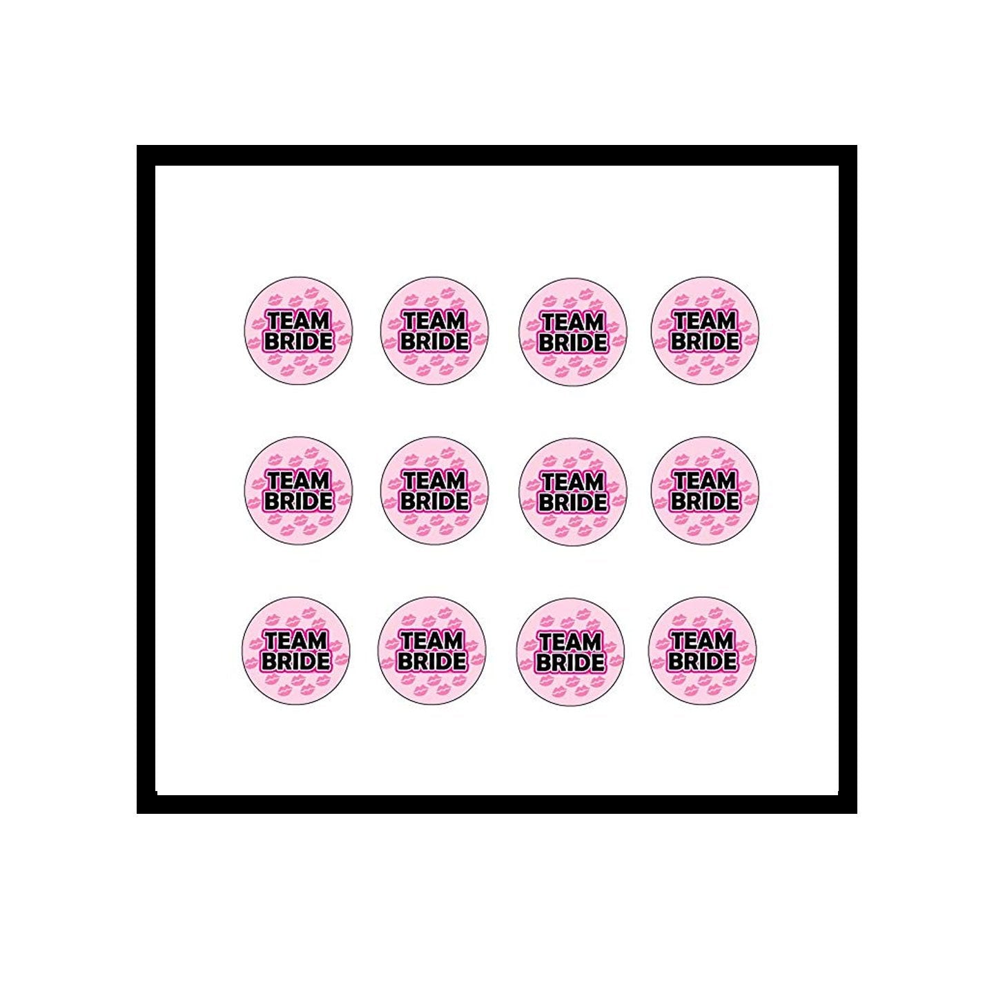 12 Pcs Team Bride Pink Button Pin Drawing Wedding Bachelor Marriage