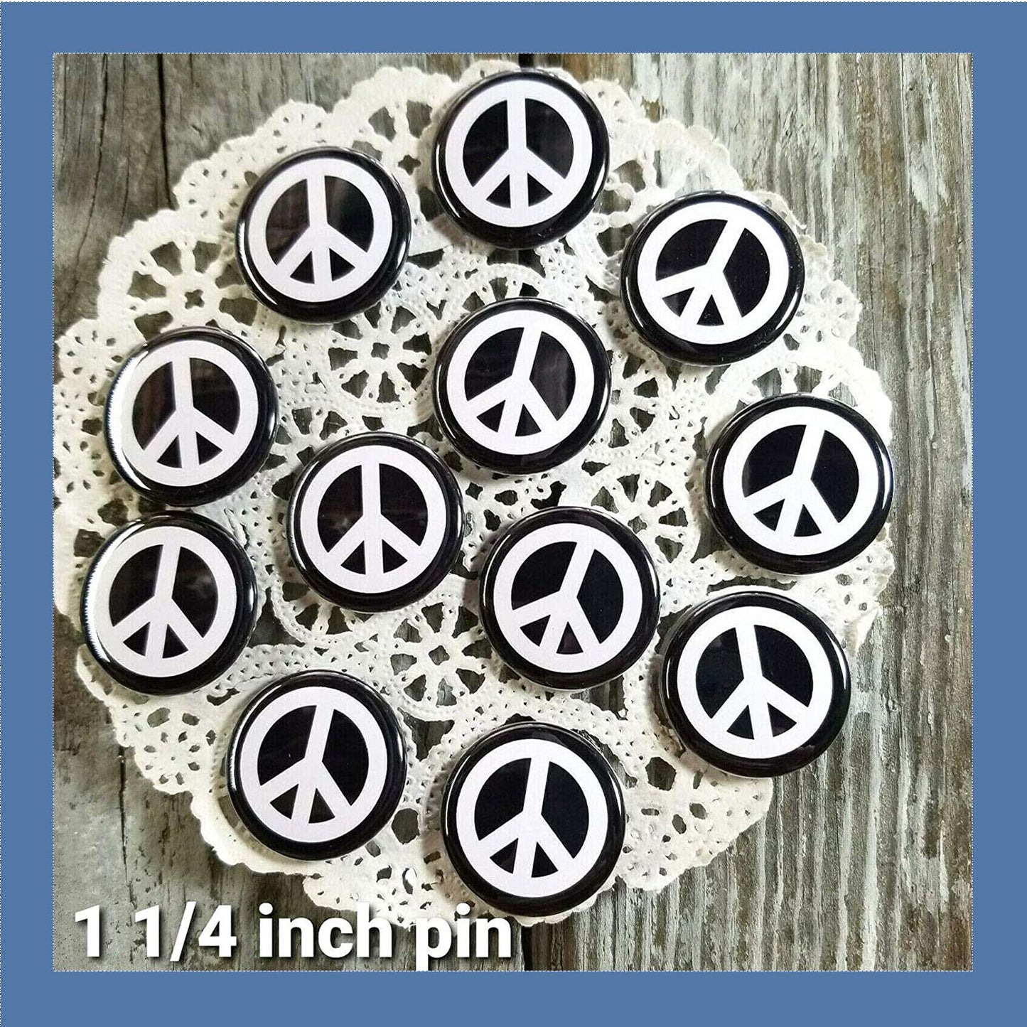 Button Pins 12 New Black Peace Sign Pins 1 1 4 Pinback Buttons USA Mask Flair Bagged Pin Badges Default Title