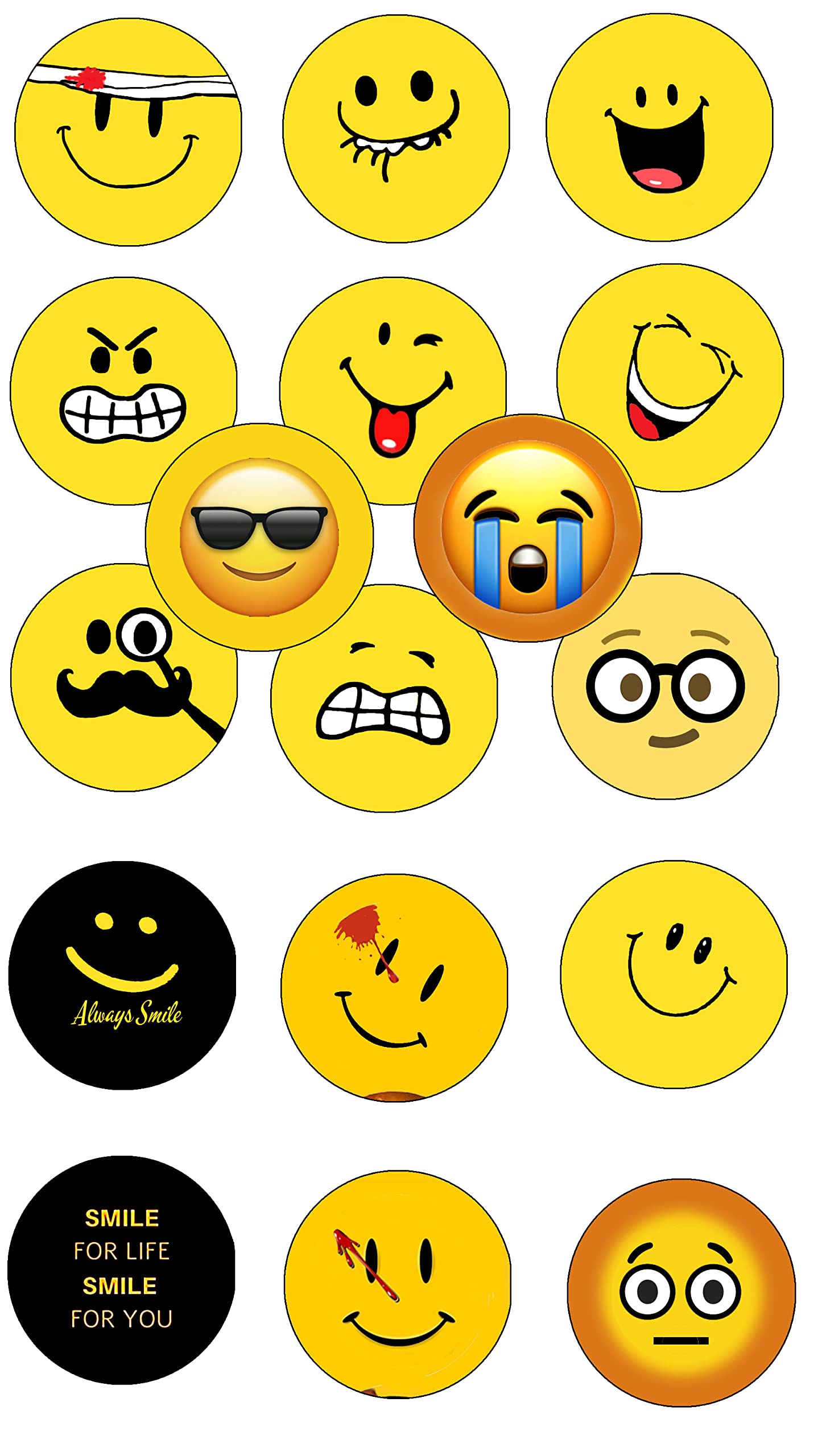 15 Pcs Emoticons Funny Smiles 1.25" Pinback for Jackets, Backpack
