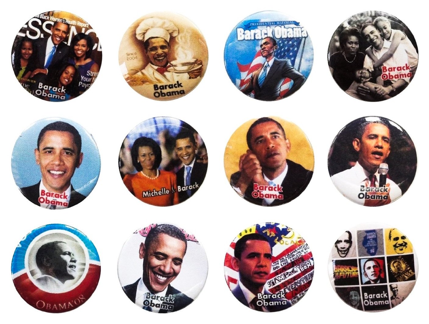 Michelle Barack Obama (2) Awesome Quality Lot 12 New Pins 1.25-inch Default Title