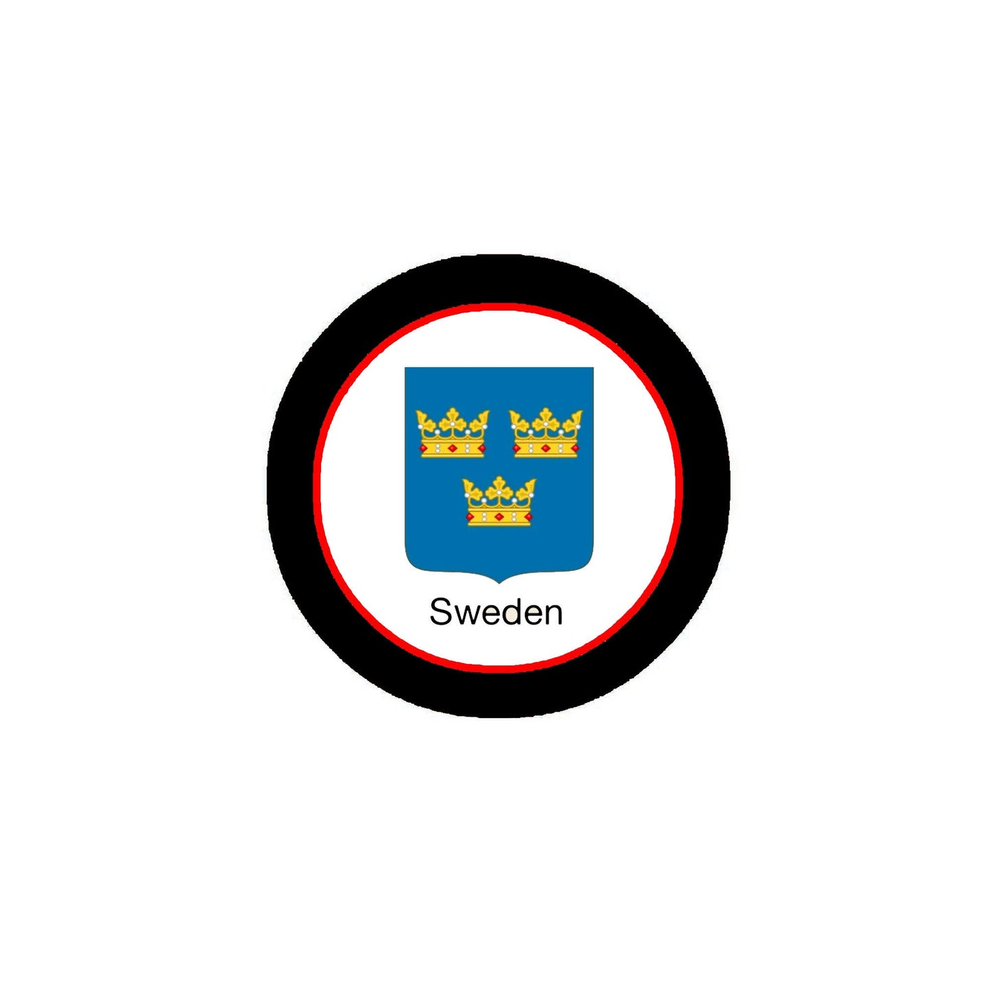 Sweden 3" Coat of Arms of Medieval Europe Round Pinback Badge Brooch Pin Back