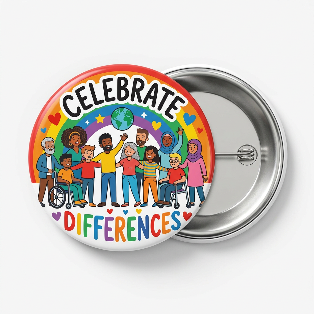 Celebrate Differences Pin Button 2.25-inch 10 Pcs
