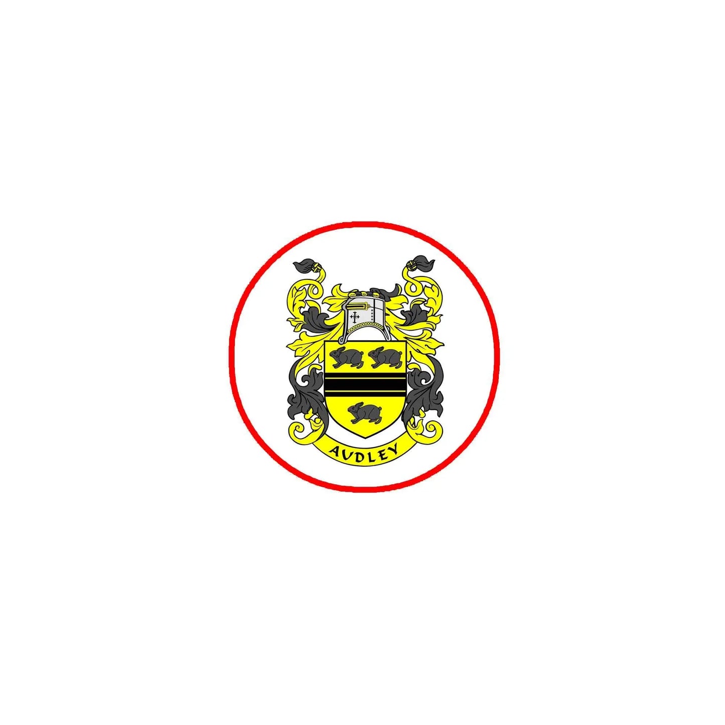 Round red-bordered coat of arms fridge magnet, 3 inch