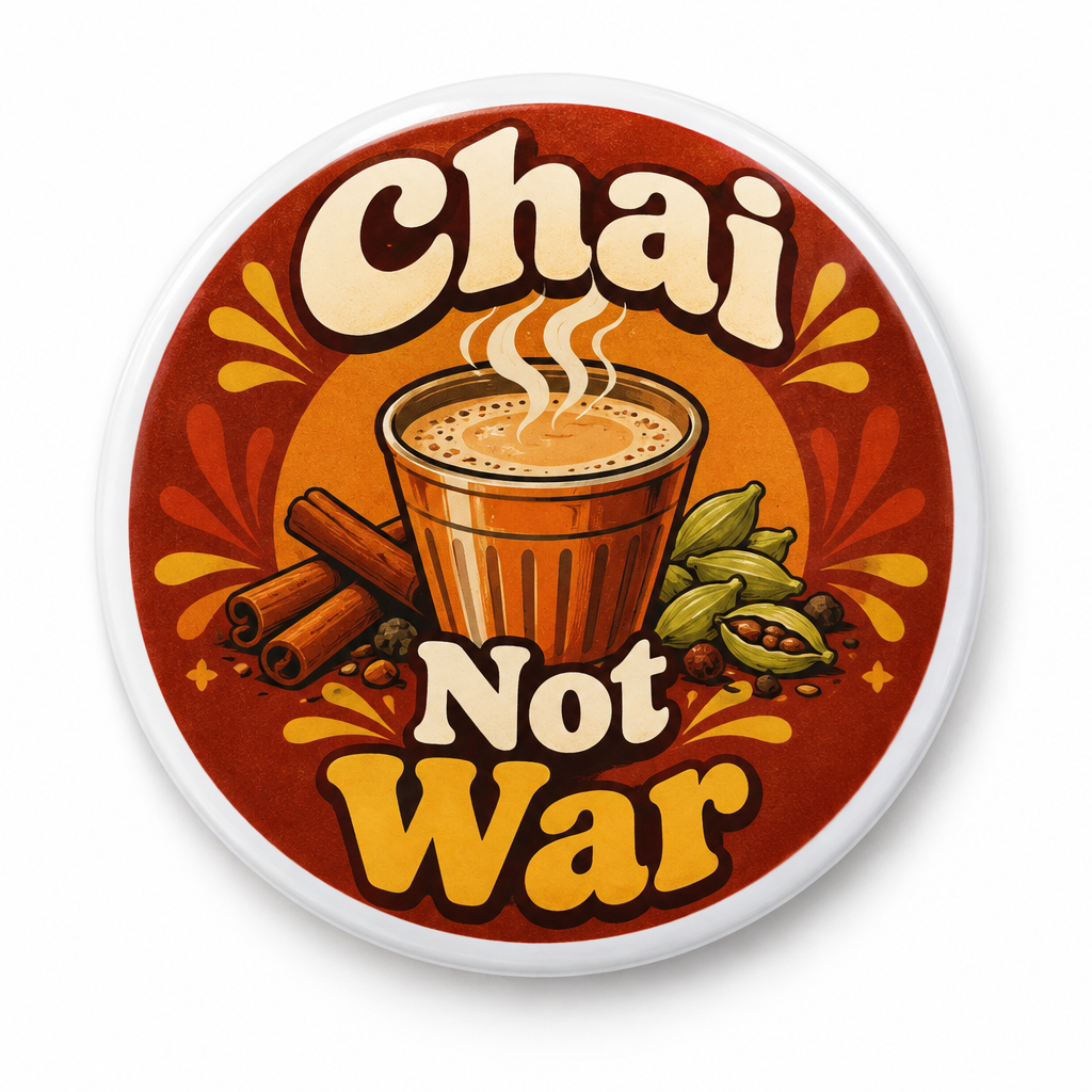 Make Chai Not War Pin Button 2.25-inch