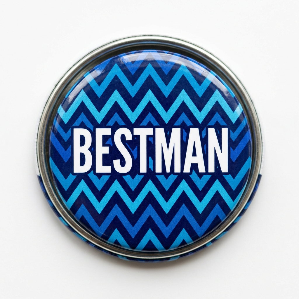 Chevron Blue Bestman Pin Button 2.25-inch