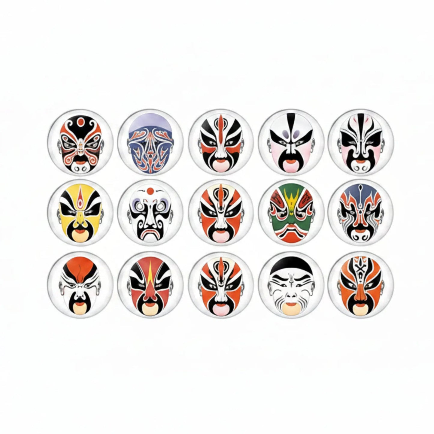 13 Pcs Chinese Opera Mask Pinback 1.25-inch
