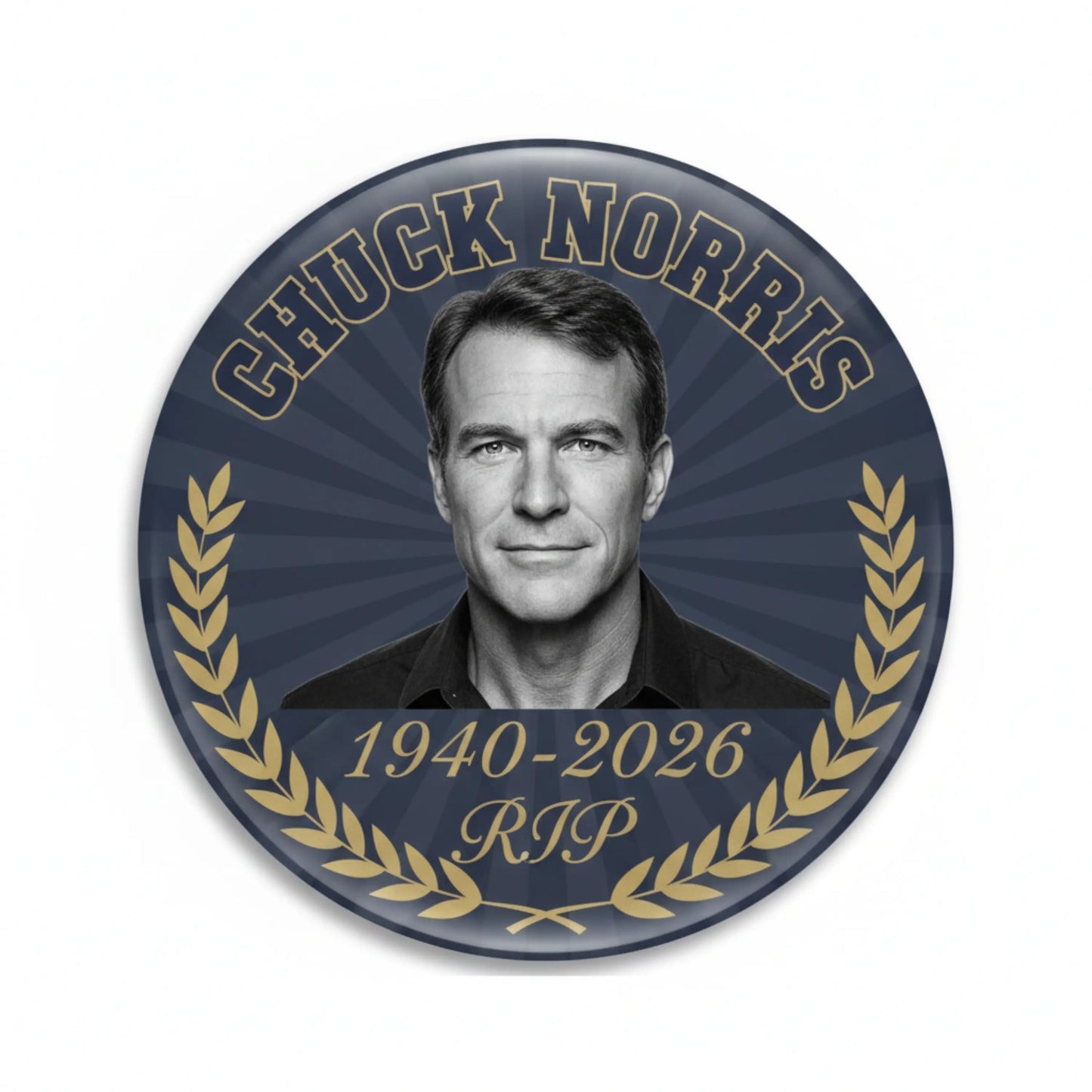 2 Pcs Chuck Norris 1940-2026 RIP Pinback 2.25-inch