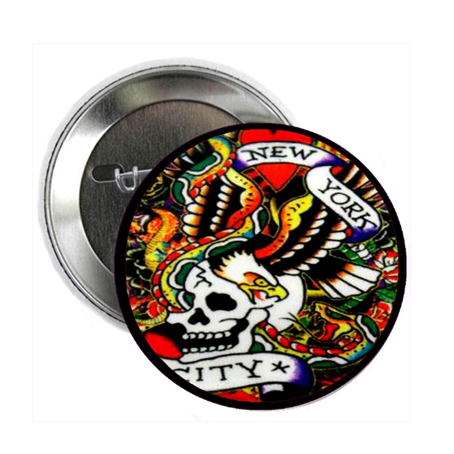City Art Tattoo Style Pinback 2.25-inch