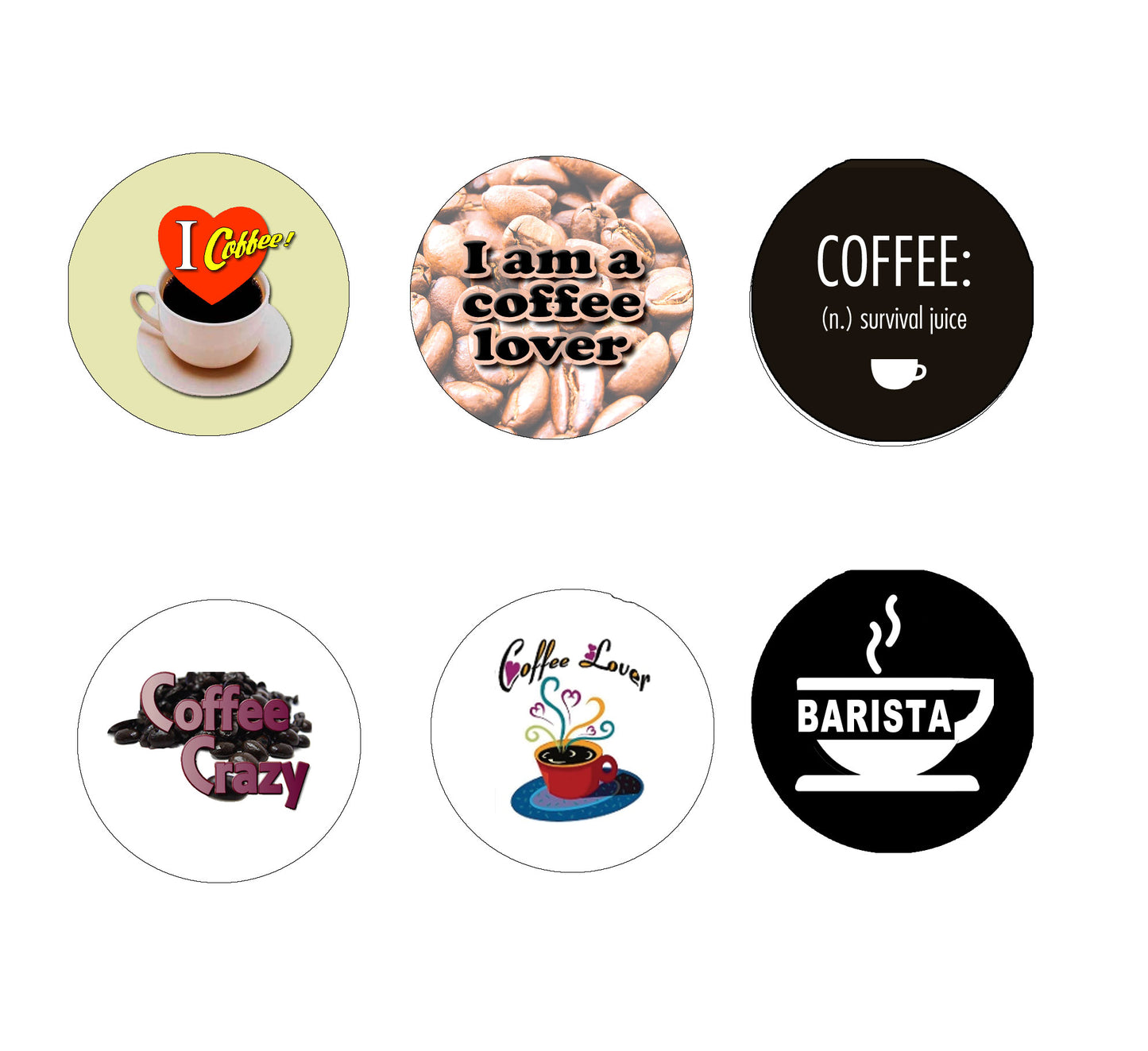 Coffee Lover Pinback 1.25-inch 4 Pc