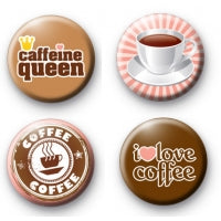 Coffee Lover Pinback 1.25" 4 Pc