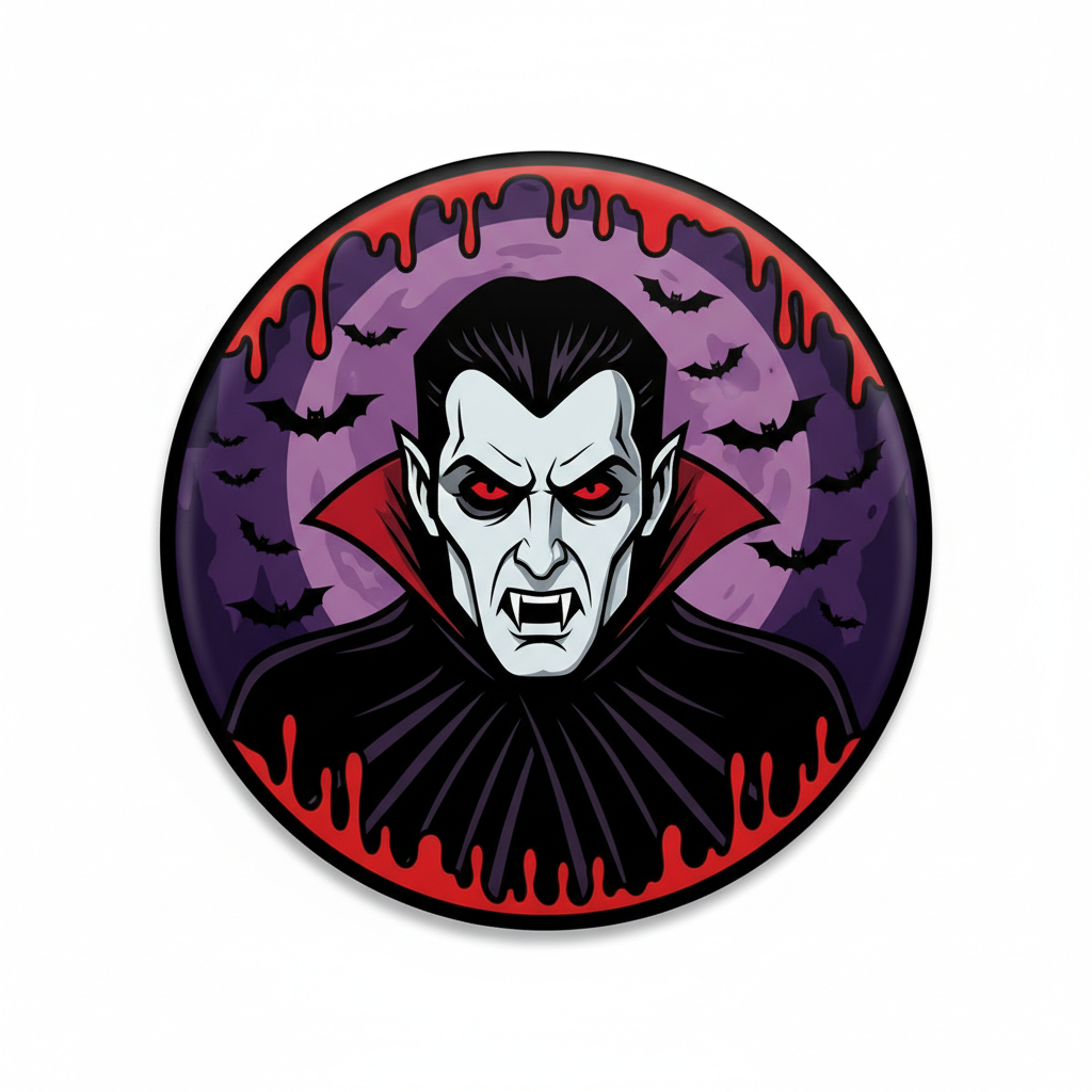 Count Dracula Spooky Halloween Button Pinback 2.25-inch