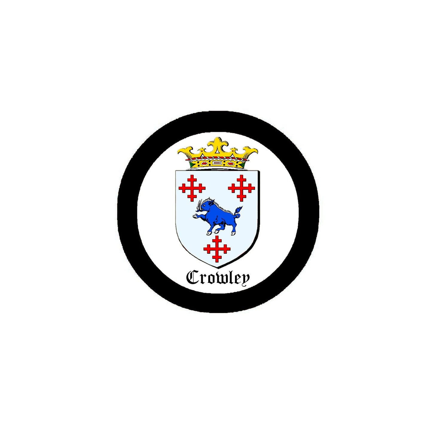 Crowley 2 Family Crest 3" Coat of Arms Round Magnet