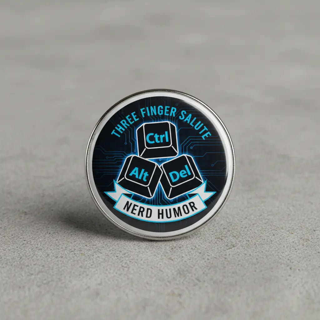Ctrl Alt Del Nerd Humor Three Finger Salute Pinback 2.25-inch