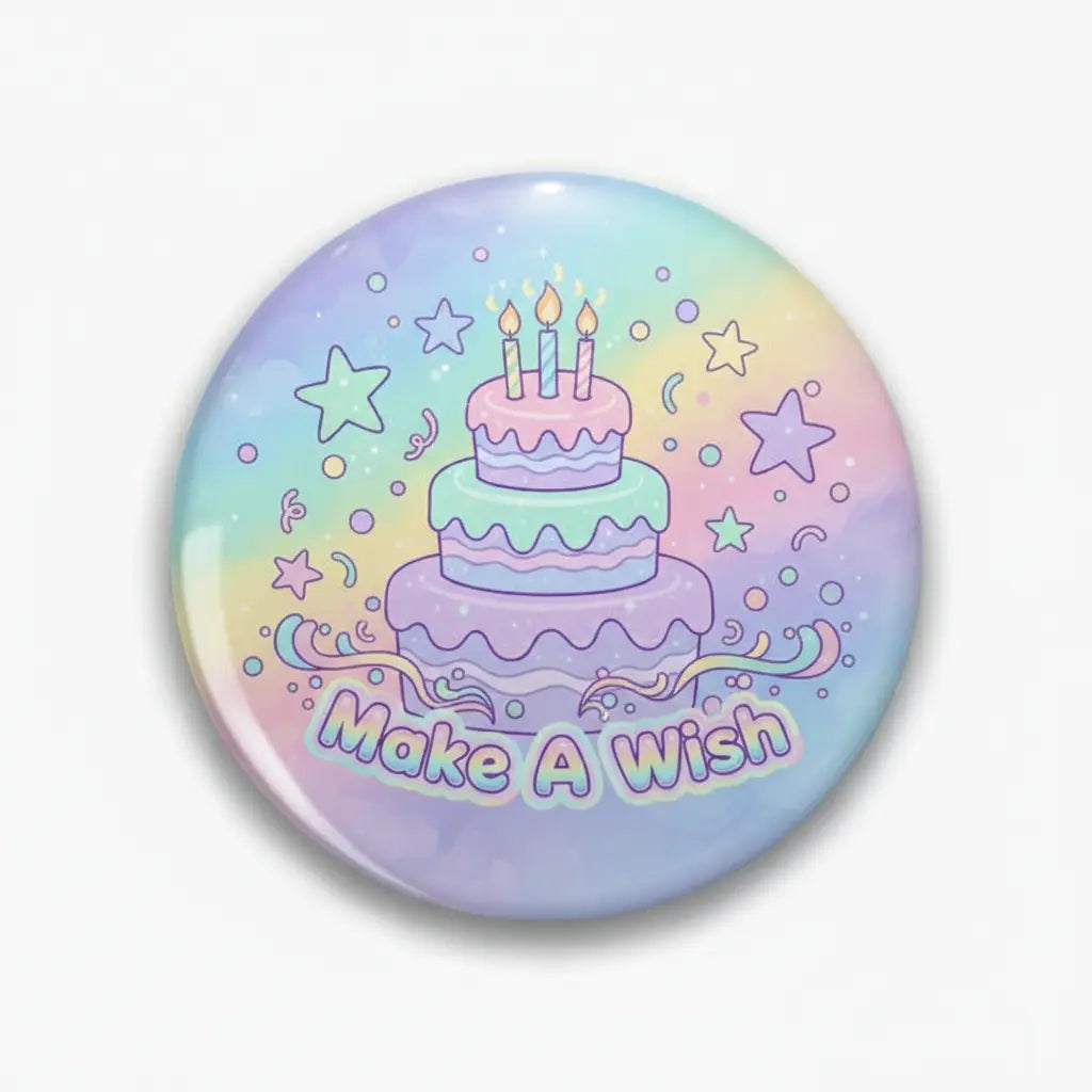 Cute Make-A-Wish Birthday Pinback 2.25-inch