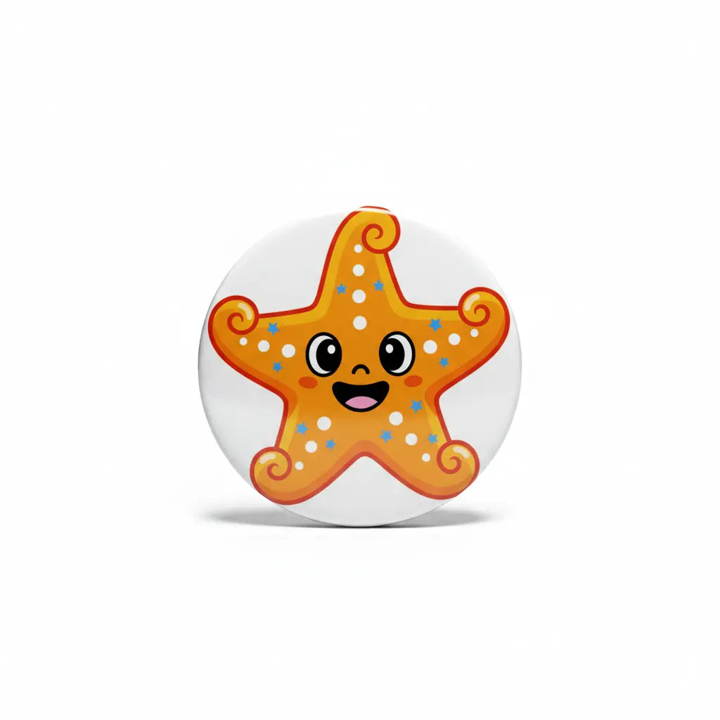 Cute Star Fish Happy Face Pinback 2.25-inch