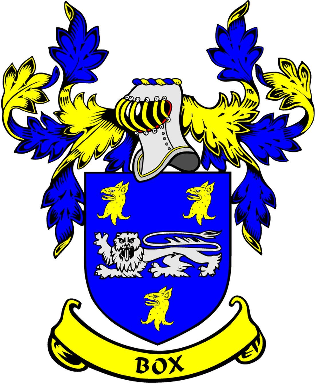 Box Family Crest 3" Coat of Arms Fridge Round Magnet