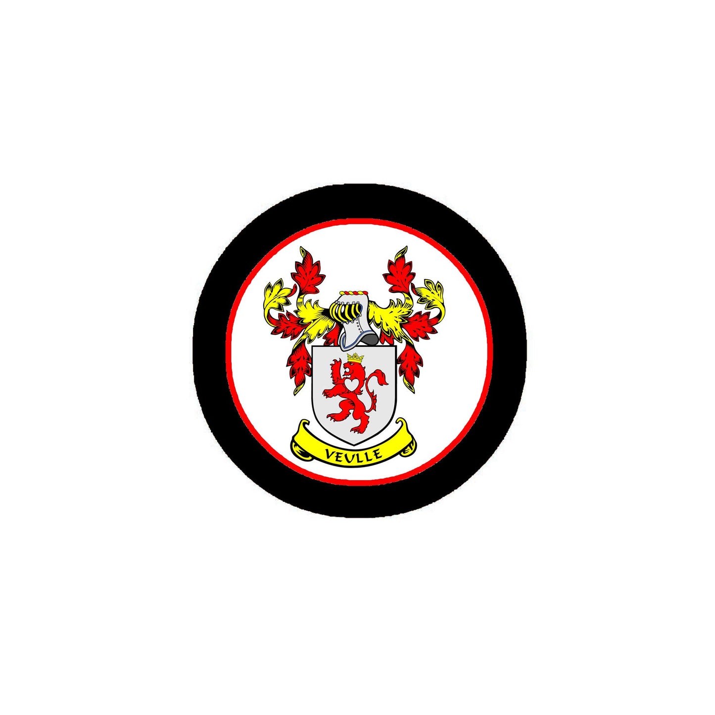 Veulle Family Crest 3" Coat of Arms Round Pinback Badge Brooch Pin Back