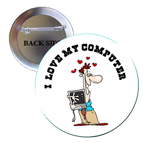 I Love my Computer Pinback Button Brooch 1.25-inch Default Title